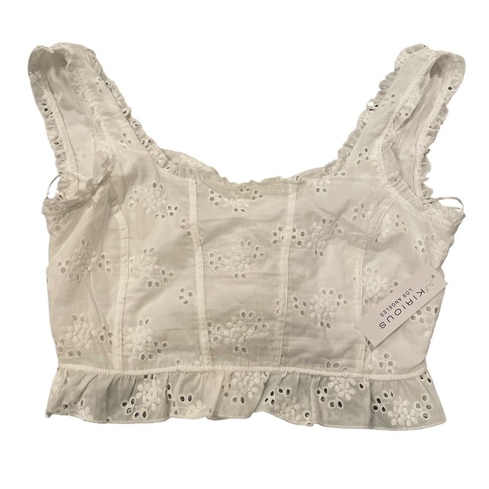 Kirious Los Angeles White Eyelet Top Size Large NWT